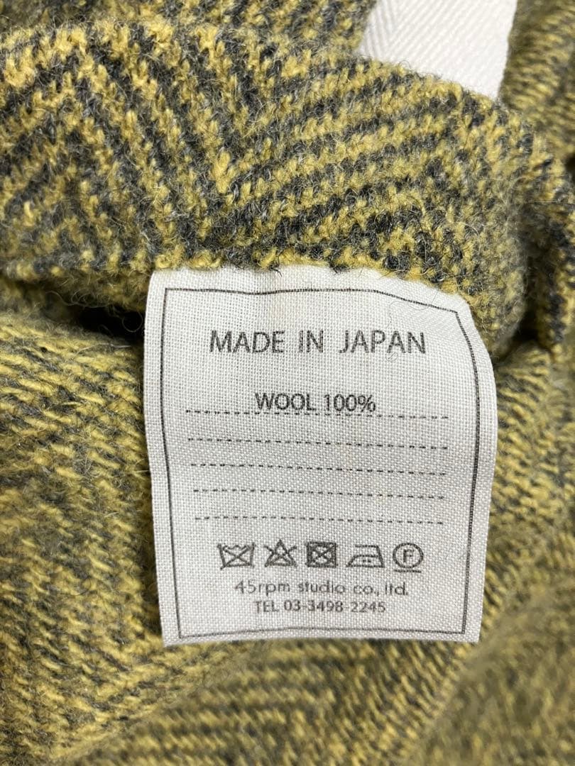 45R★ジェットランドヘリンボンカウチンコート★マスタード×グレー