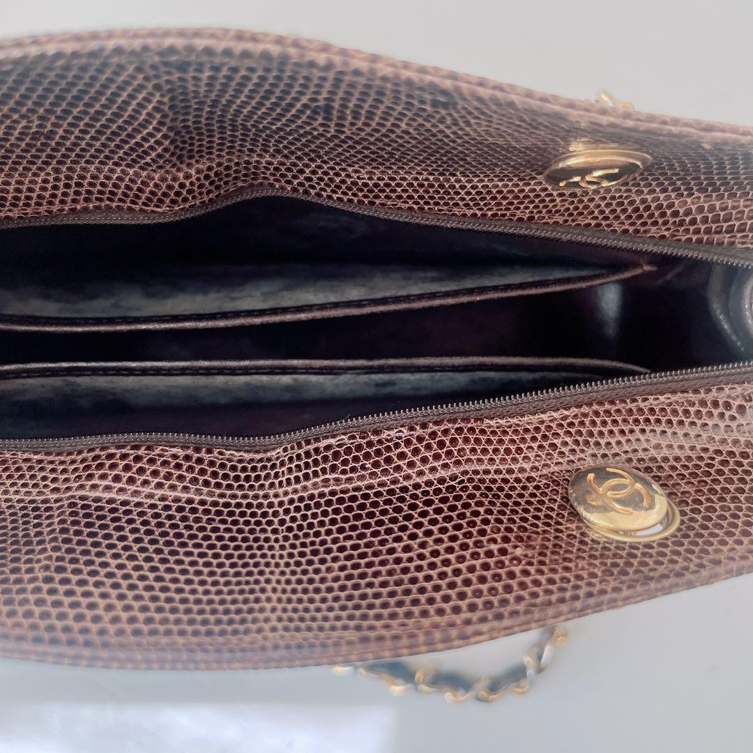 希少　CHANEL シャネル　リザード　チェーン　ハンドバッグ　シールあり