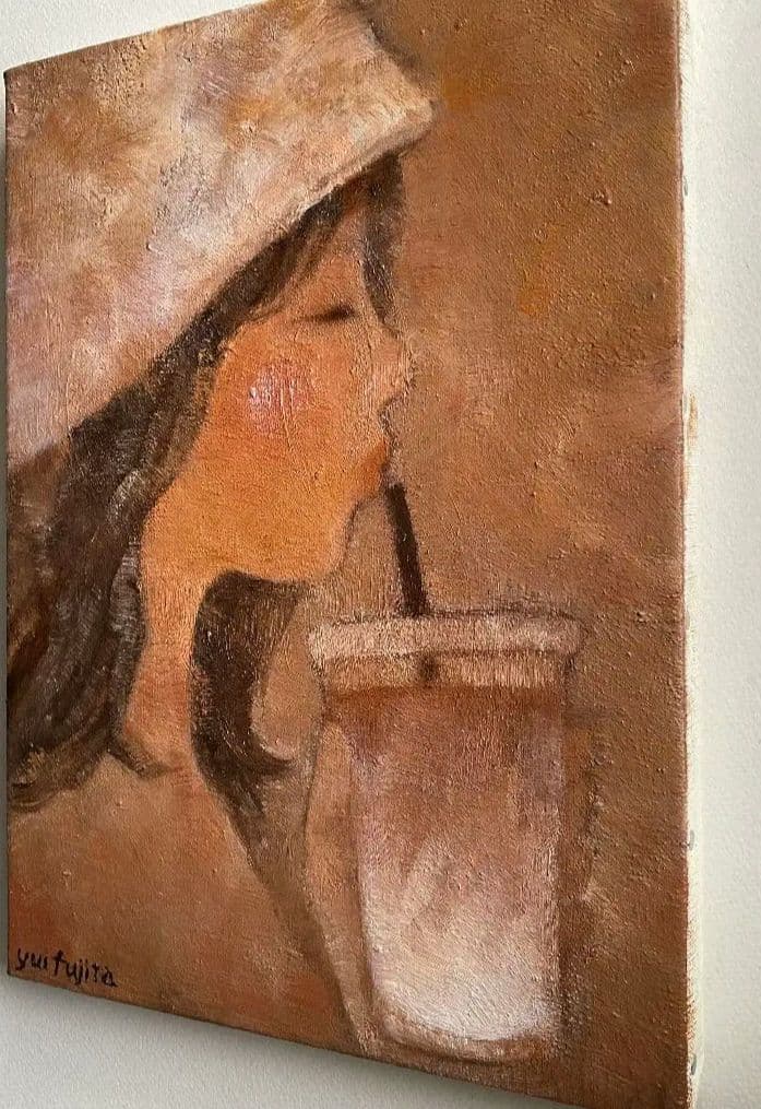 油彩画　アイスカフェラテ