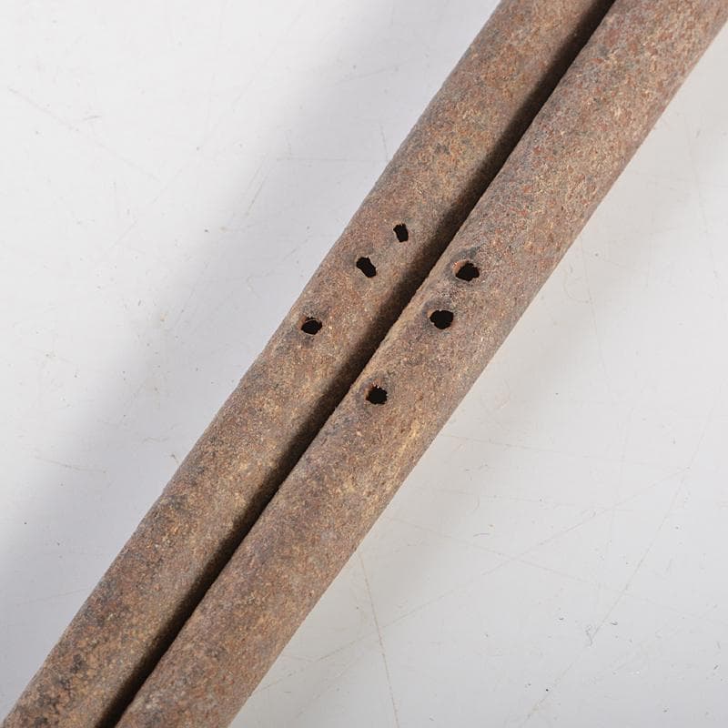 茶道具　釜師　庄司儀兵衛作　鉄製　瓢箪透火箸　共箱　V　R7201