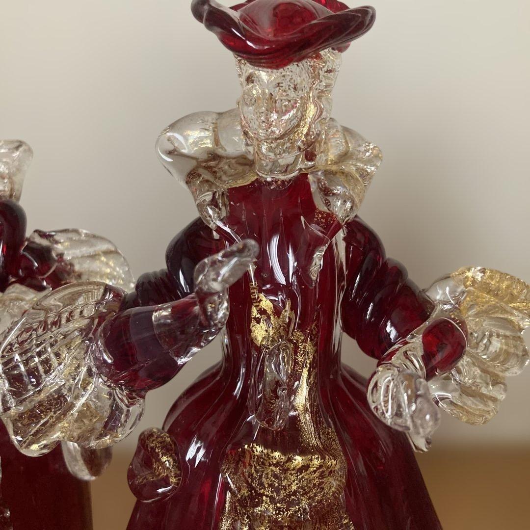 イタリア製 MADE IN MURANO赤色 男女 ヴェネツィアンガラス