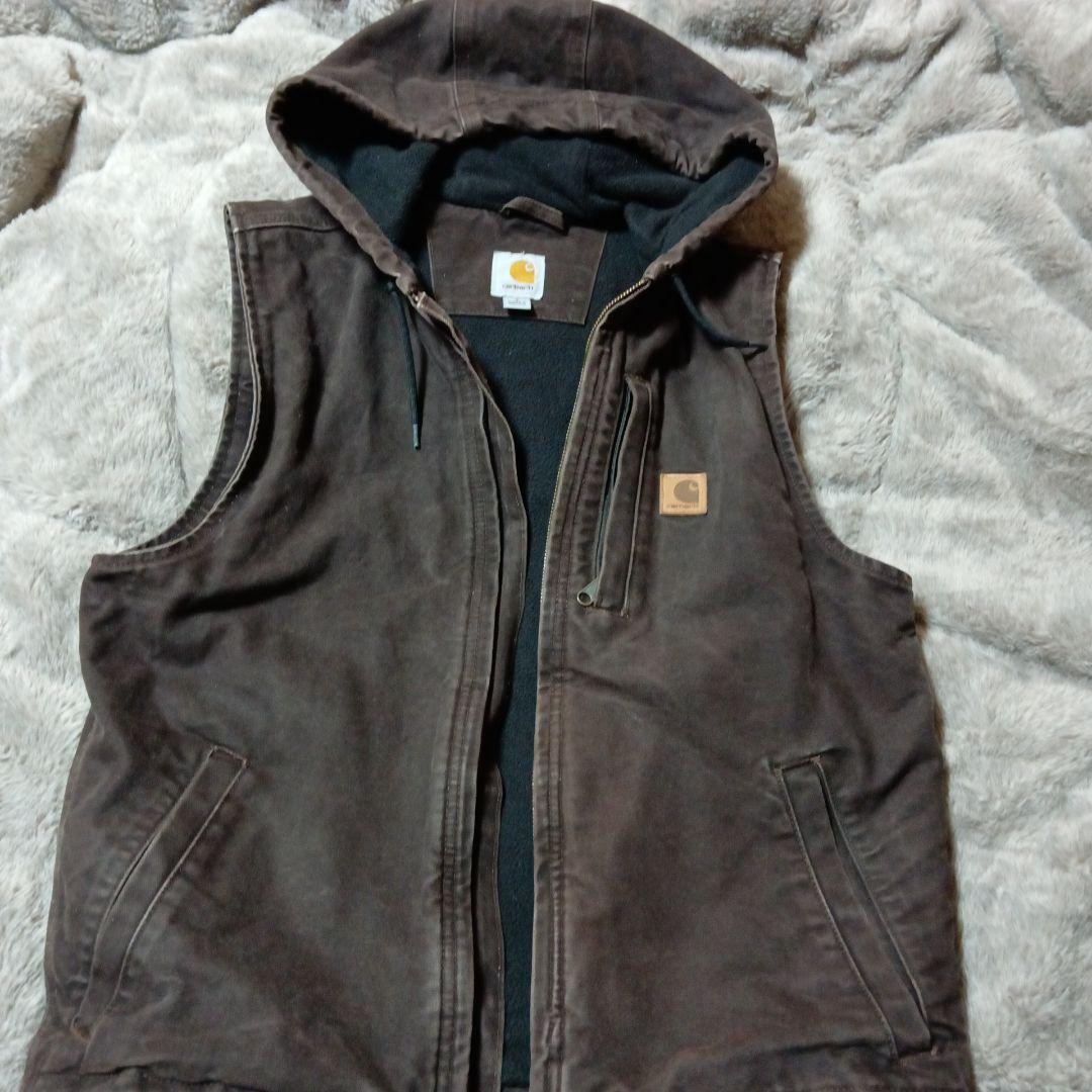 Carhartt フード付きベスト S ブラウン