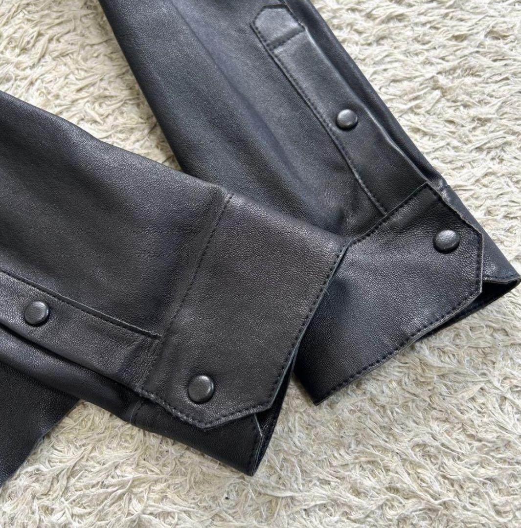 ​【極美品】GIORGIO ARMANI 最高級ラムレザー シャツジャケット M