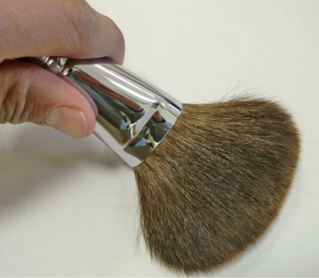 竹宝堂 熊野筆 メイクブラシ ジャンボフェイスブラシ 灰リス 丸平型