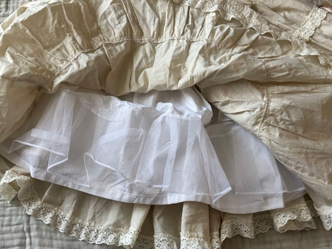 morphose 無地3段ティアードスカートレース原宿ロリータかわいい