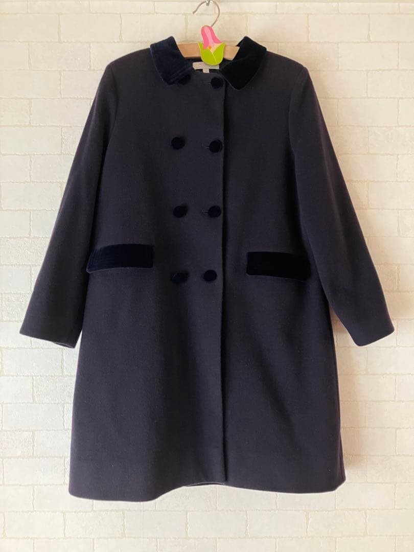 美品　イタリア製　140 ウール　ネイビーフォーマルコート　お受験　通塾