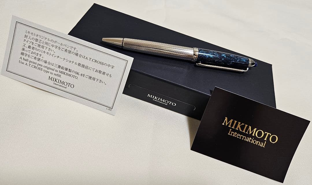 【新品未使用】MIKIMOTO 回転式ボールペン ブルーマーブル×シルバー