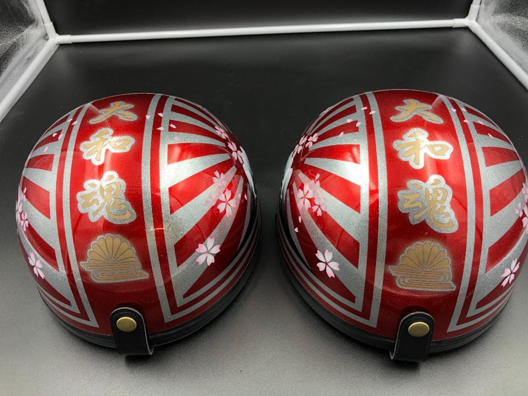 コルク半　カスタム　富士日章　三つボタン　キャンディレッドラメ　桜　セット