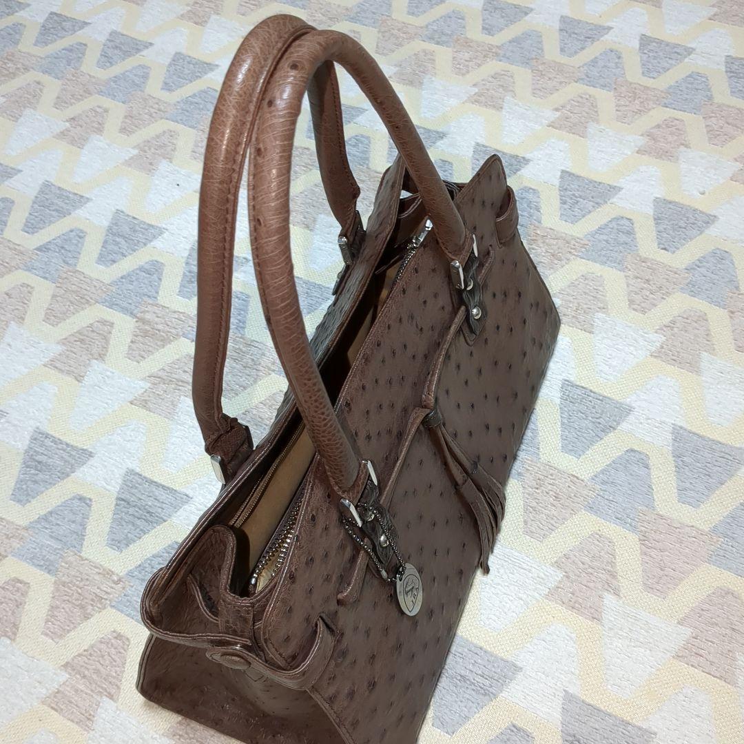 オーストリッチ　ハンドバッグ　ブラウン　JＲA　日本製