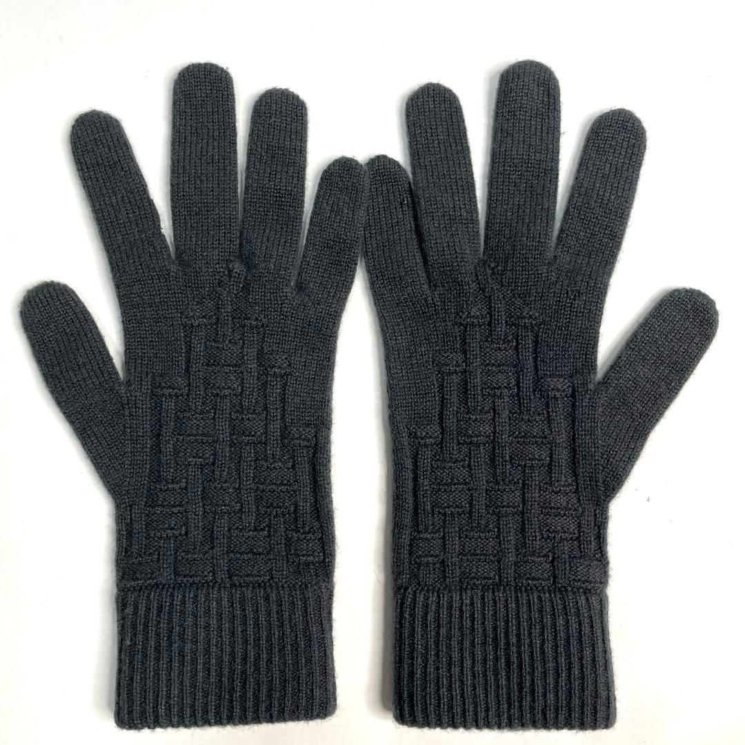 エルメス カシミア 手袋 グローブ M H柄 トリマイヨン