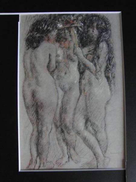 宮本　三郎、三美神、希少画集画、新品額装付