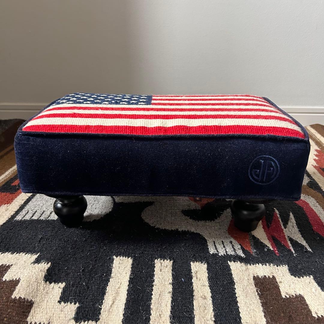 【激レア　美品】ジョナサンアドラー　オットマン　星条旗　ロゴ刺繍　木彫足　ウール