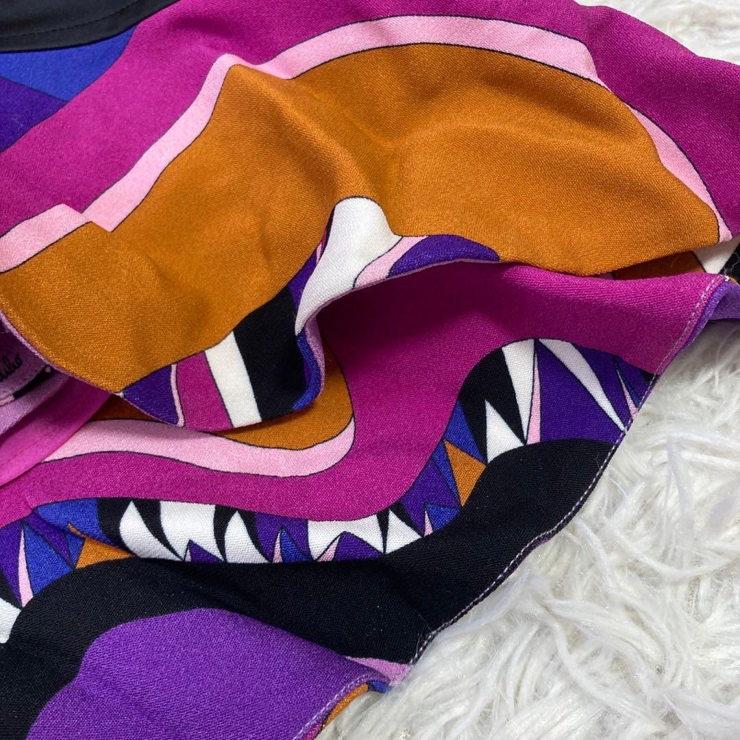 EMILIO PUCCI 総柄裾フリルスカート パープル 38 エレガント 大人