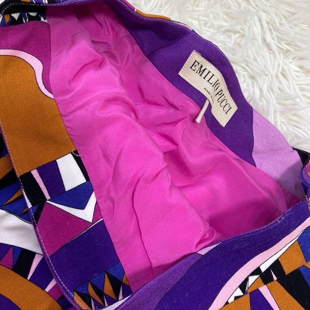 EMILIO PUCCI 総柄裾フリルスカート パープル 38 エレガント 大人