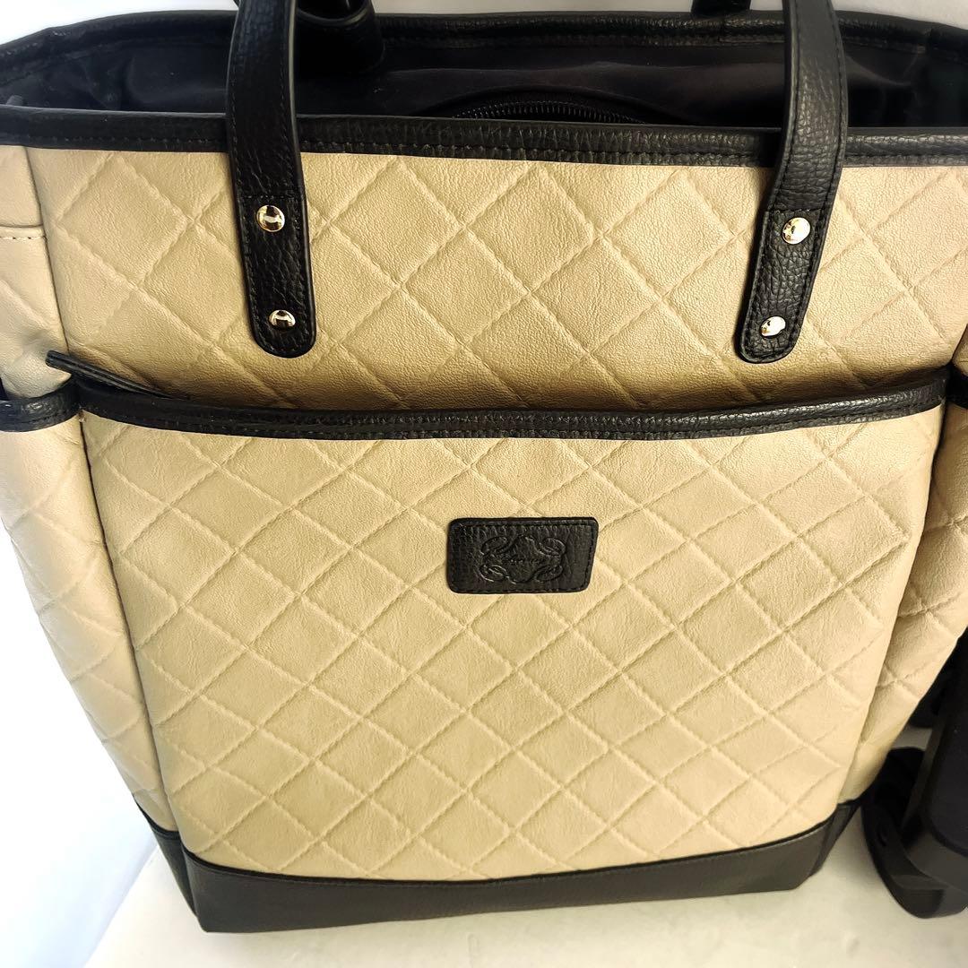 美品　SWANY　スワニー　キャリーバッグ　キルティング　ダイヤキルト　レザー調