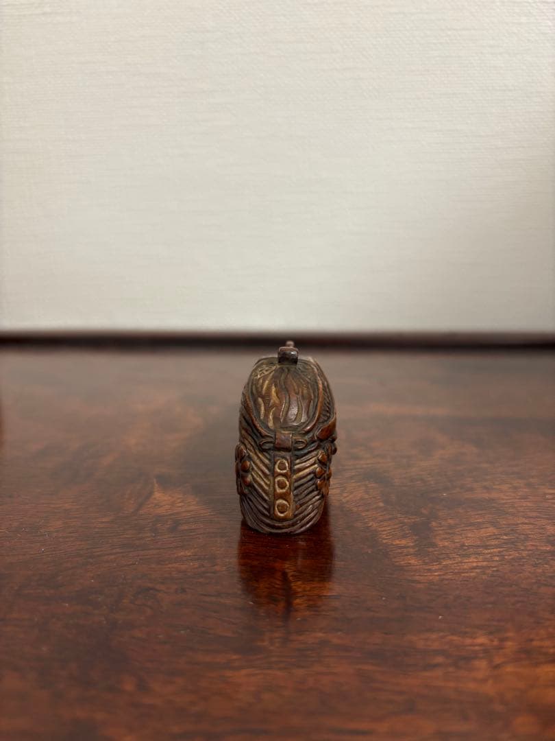 時代鉄砲根付 柘植製 黄楊木 在銘「日昇」 提物 根付 木箱付き 長さ9.5cm