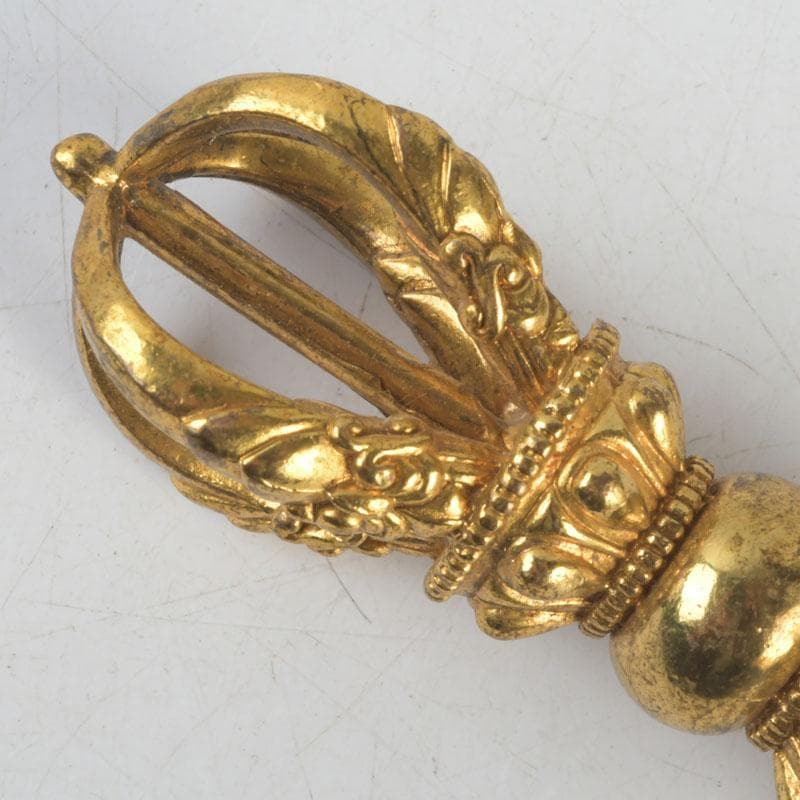 チベット密教法具　古銅鍍金　五鈷杵　金剛杵　V　9570