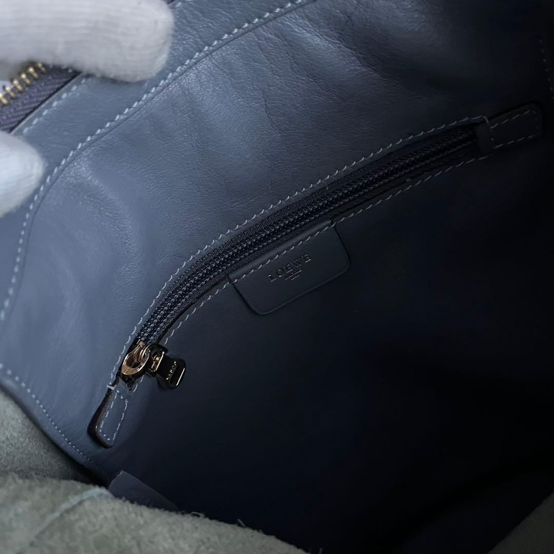 ✨極美品✨　LOEWE アナグラム　ショルダーバッグ　ブルーグレー　レザー