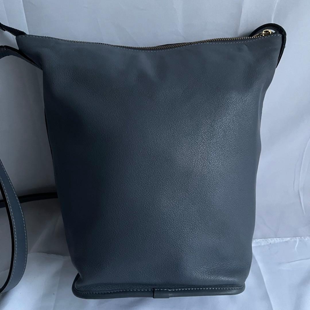 ✨極美品✨　LOEWE アナグラム　ショルダーバッグ　ブルーグレー　レザー