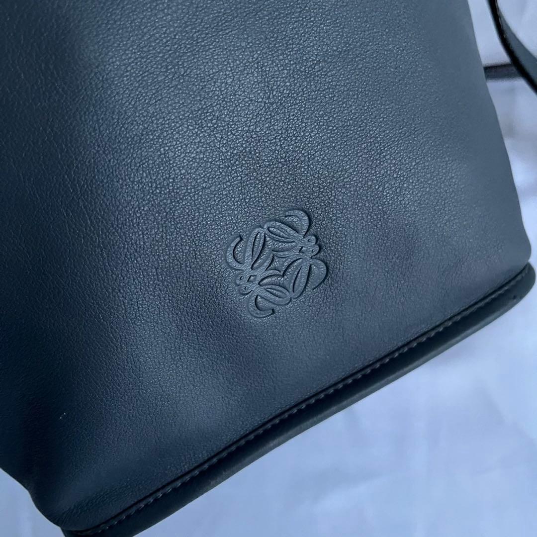 ✨極美品✨　LOEWE アナグラム　ショルダーバッグ　ブルーグレー　レザー