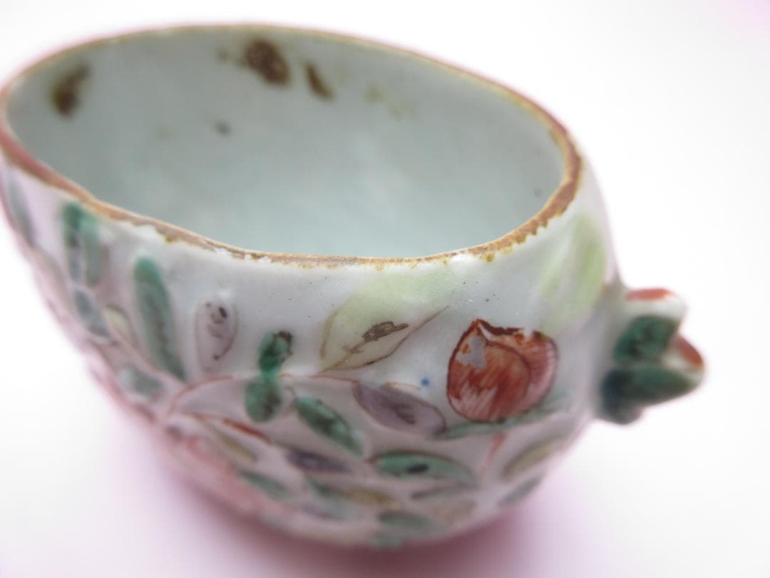 蝶彫刻 火屋 陽刻 花紋 古い 香炉 E90918