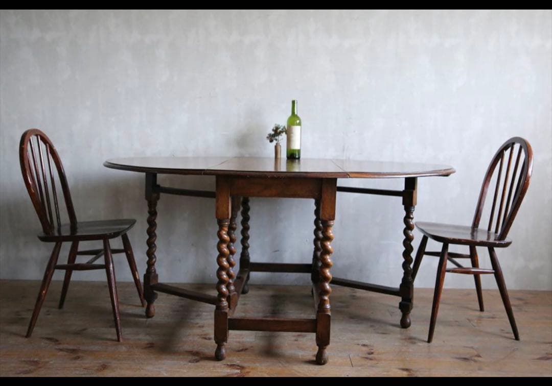 イギリスアンティーク古木ゲートレッグテーブル/木製バタフライ机