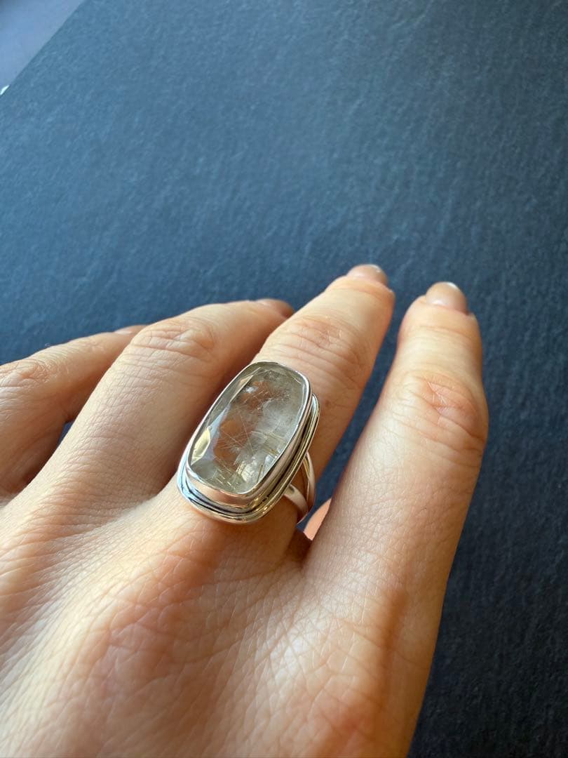 【希少】大粒ゴールデンルチルクォーツ　リングSV925