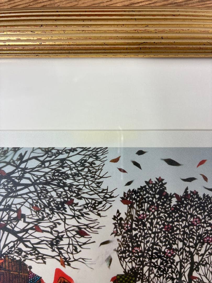 美品 藤城清治「日本の愛唄歌12月 たき火」レフグラフ 直筆サイン入 楽譜付