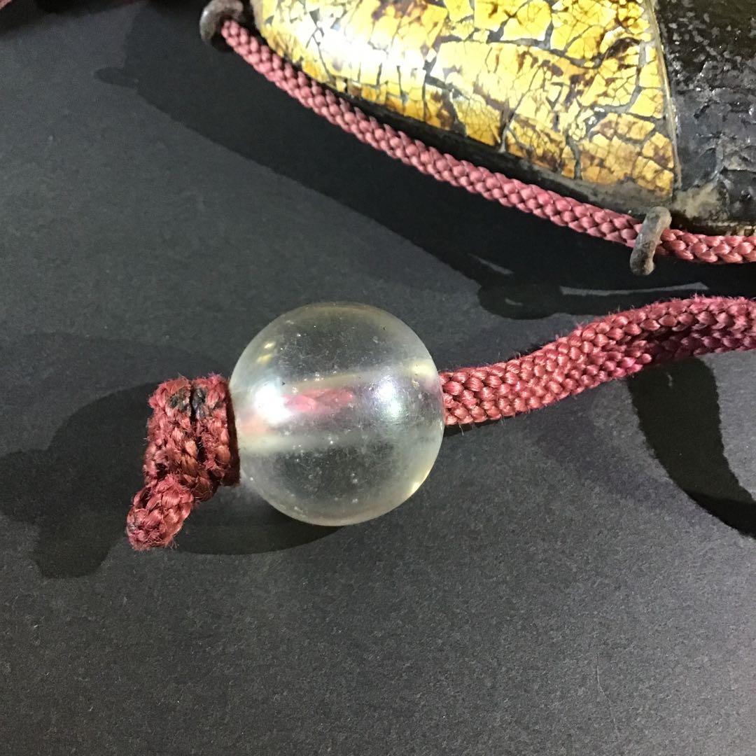 高級藩士　煙硝入　根付水晶　　揚羽蝶家紋　　火縄銃鉄砲隊　江戸期 S4