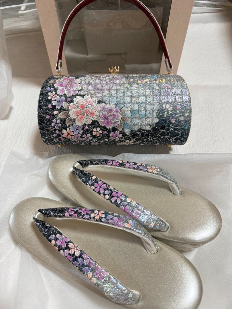 No.6 成人式草履バッグセット　振袖用　超ラメ