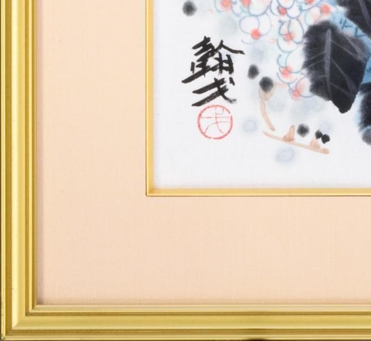 6号相当　肉筆水彩日本画　『花瓶の花』　木製額縁付属　外寸約570×480mm