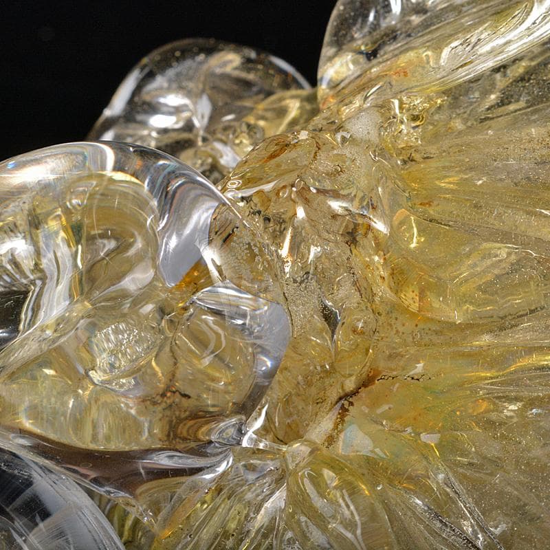 工芸ガラス　ガラス作家　伊藤珠美作　花　置物　V　R6827