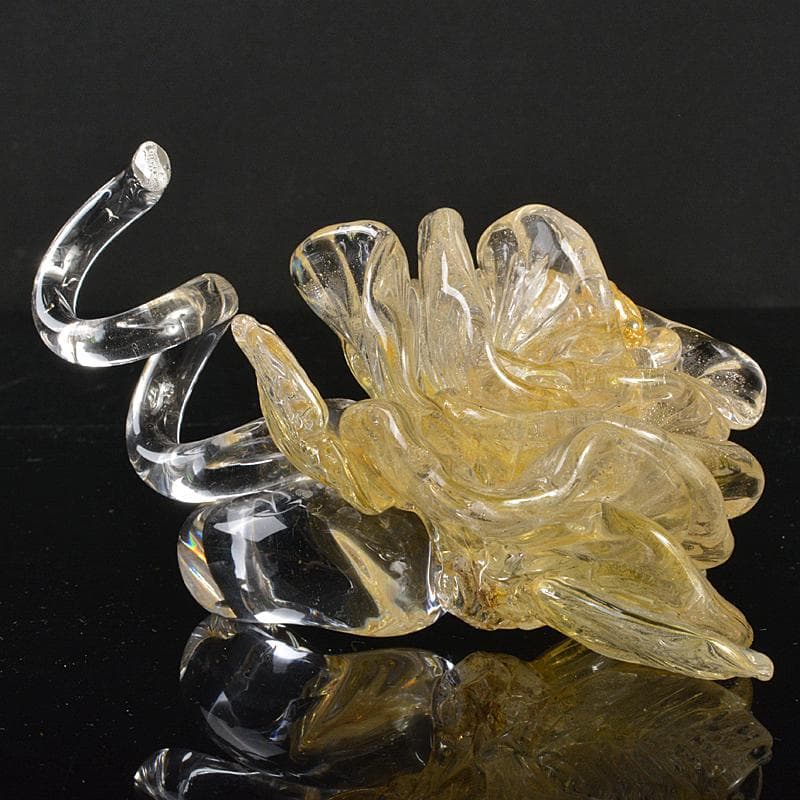 工芸ガラス　ガラス作家　伊藤珠美作　花　置物　V　R6827