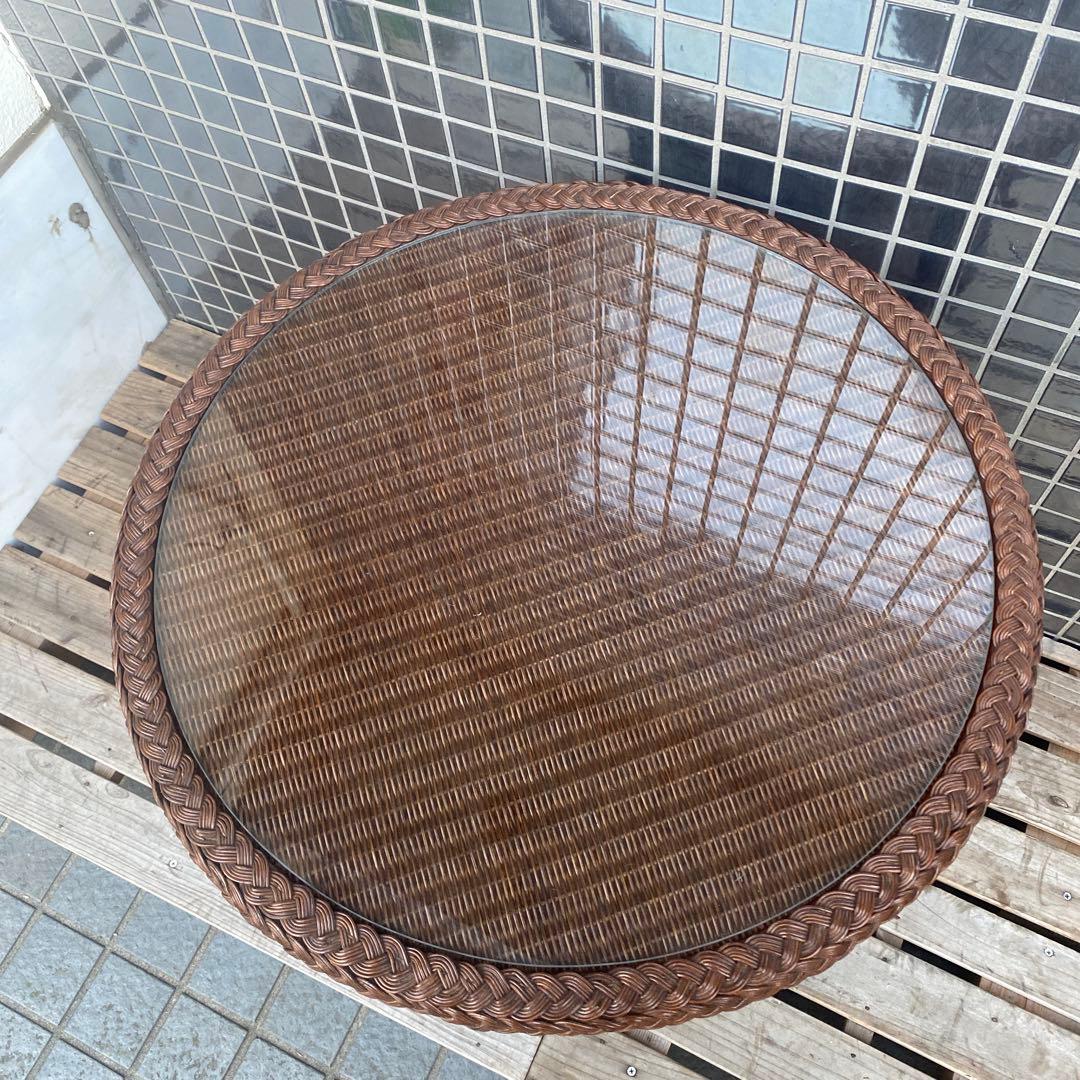 ラタン サイドテーブル ヴィンテージインテリア 籐 ナチュラル 美品