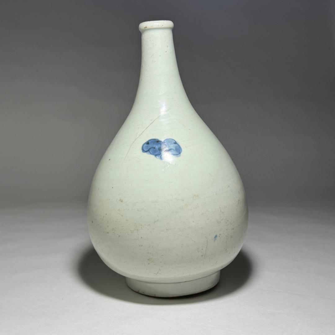 ◆希少 仙台藩御用窯 切込焼 染付山水図徳利 花瓶 花器 一輪挿し 江戸時代◆