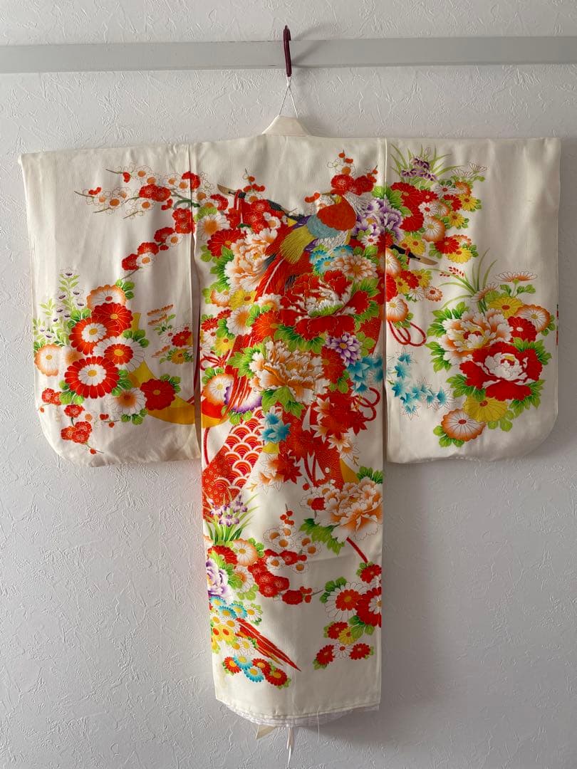 七五三　３歳　正絹お着物セット　正絹被布　被布飾り付き