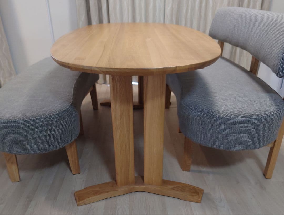 ①【テーブル】北欧モダン ダイニングテーブル、ベンチ3点セット 4人掛け