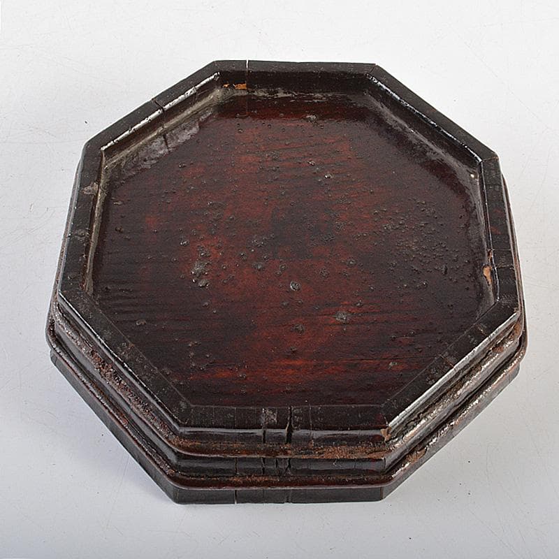 煎茶道具　漆塗　寄木六角急須盆　煎茶盆　香盆　時代箱　V　R6272