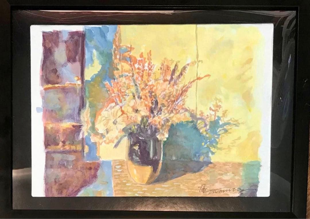 水彩画 花瓶の花 田村誠司「無題」