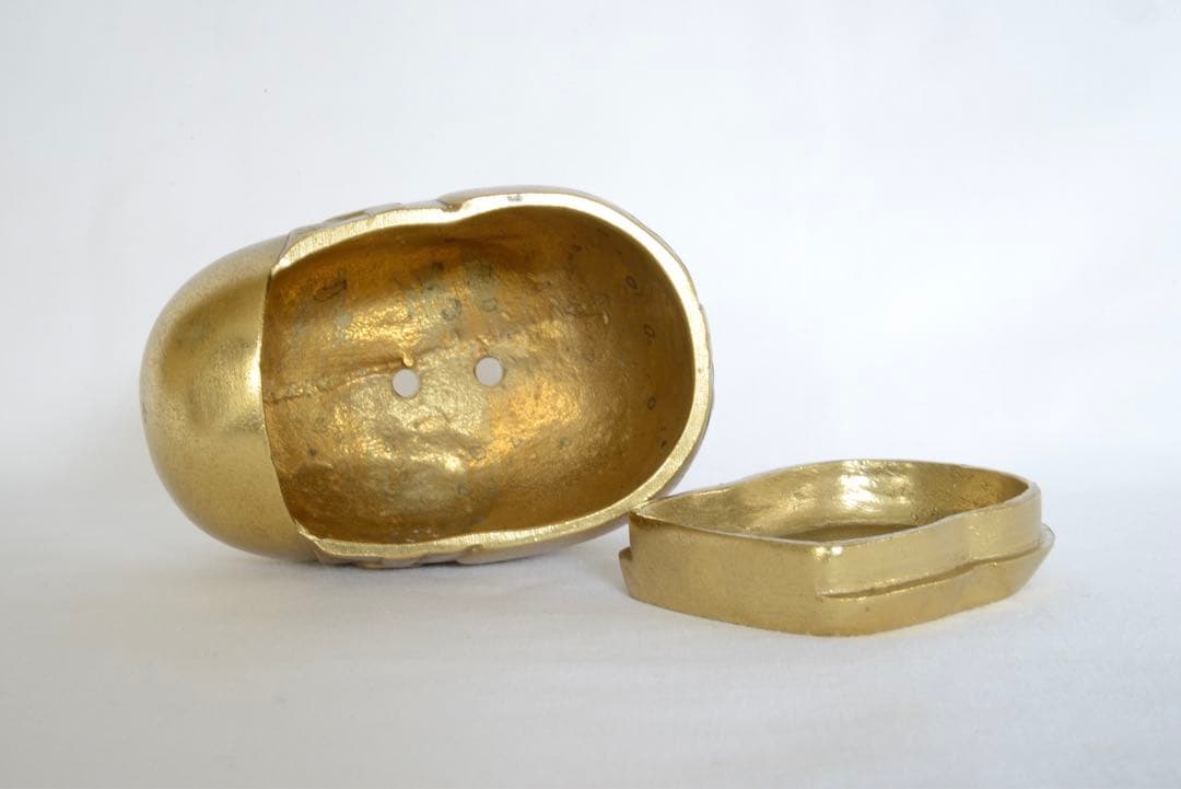 蓮田修吾郎作花咲兎　黄銅　香炉　木箱付き