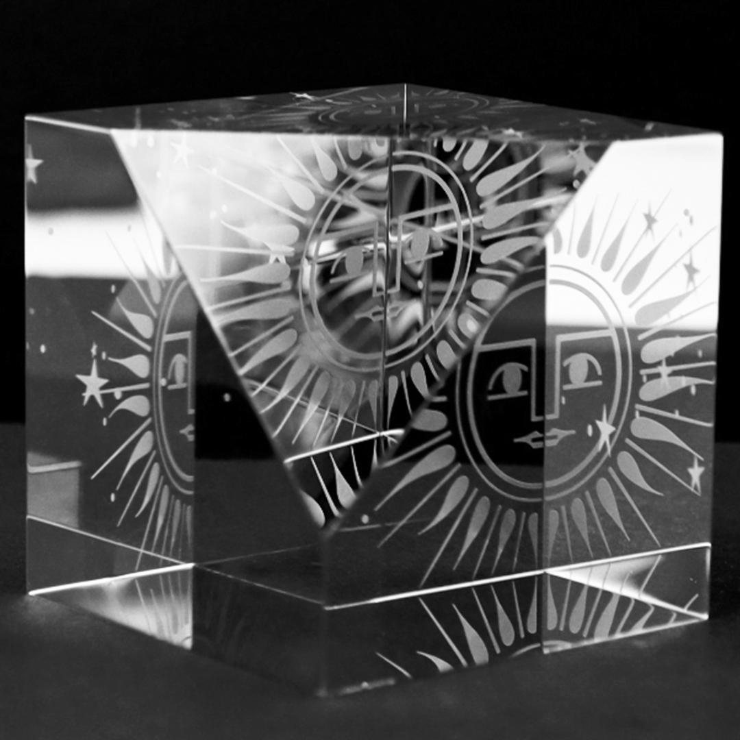 Steuben Galss サンキューブ ペーパーウエイト 置物 箱付