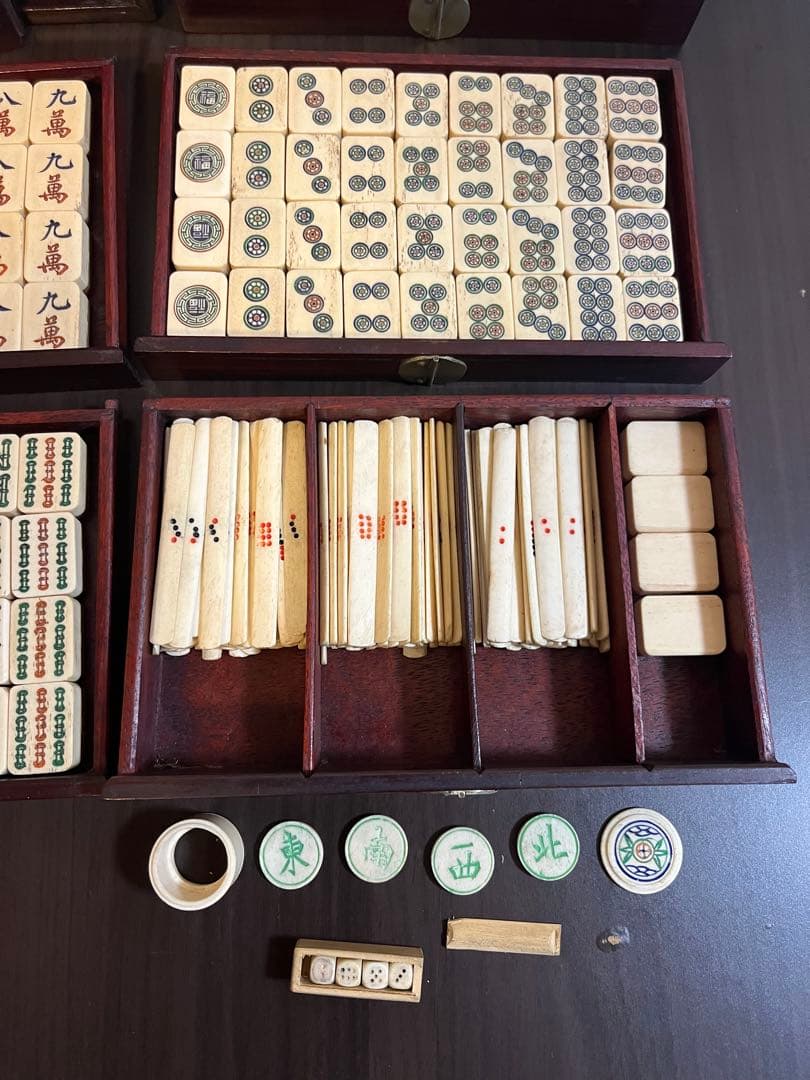 芝九　伝統的な骨牌麻雀唐木箱セット