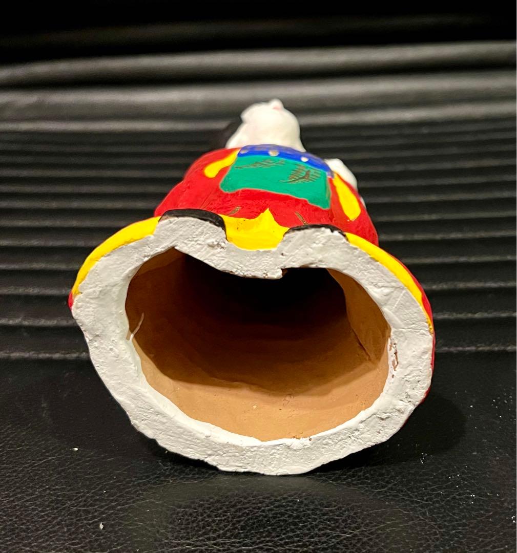 子背負い親子　三河旭土人形　高山八郎作　郷土玩具