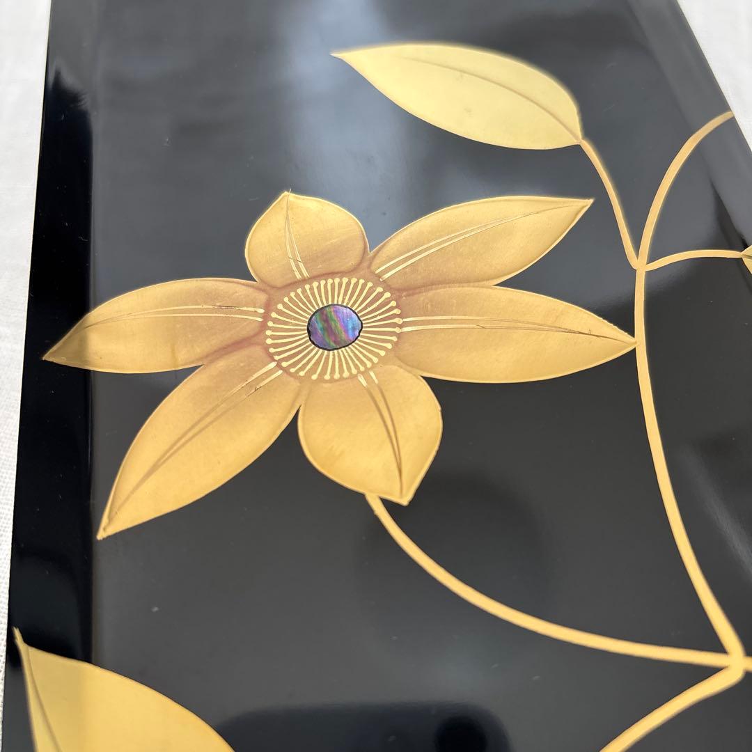 【美品】硯箱　螺鈿　漆塗り　鉄仙の花　五花墨　書道　工芸品