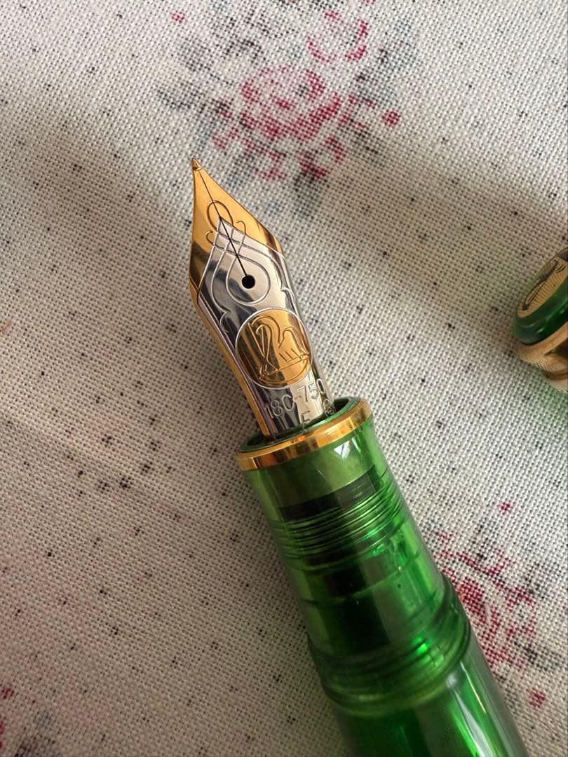 ペリカン万年筆M800、初期型グリーン透明、W-Germ any製