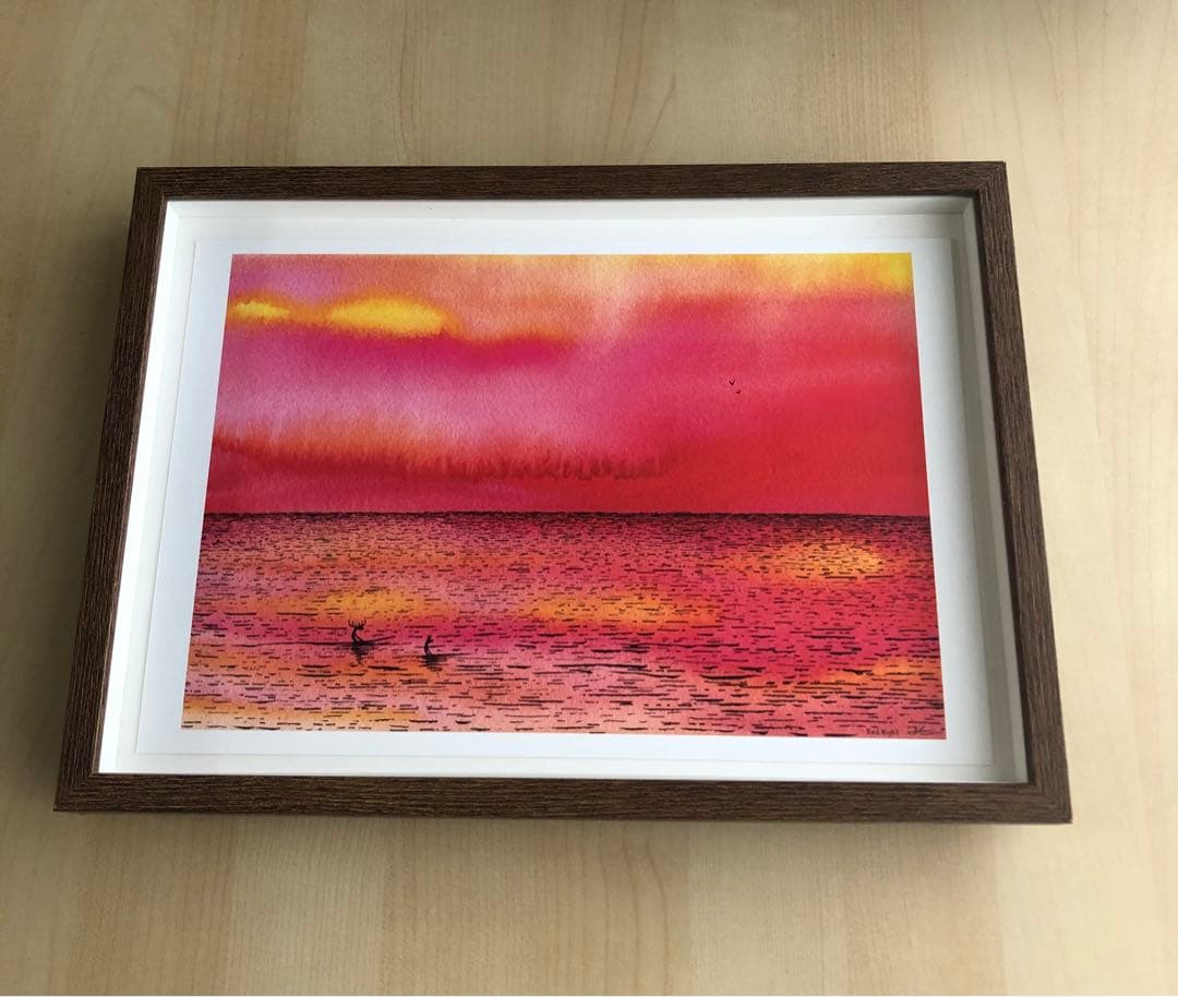 PK額装品 2 ジョナスクレアッソン 貴重イラスト A4額入り ポスター風