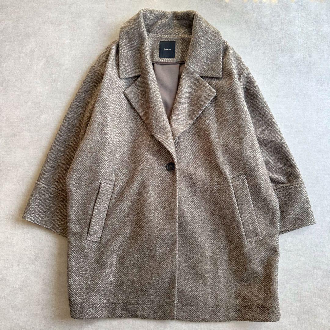 美品▲定価2.9万▲スピック&スパン/Wスライバーヘリンボーンミドルコート 38