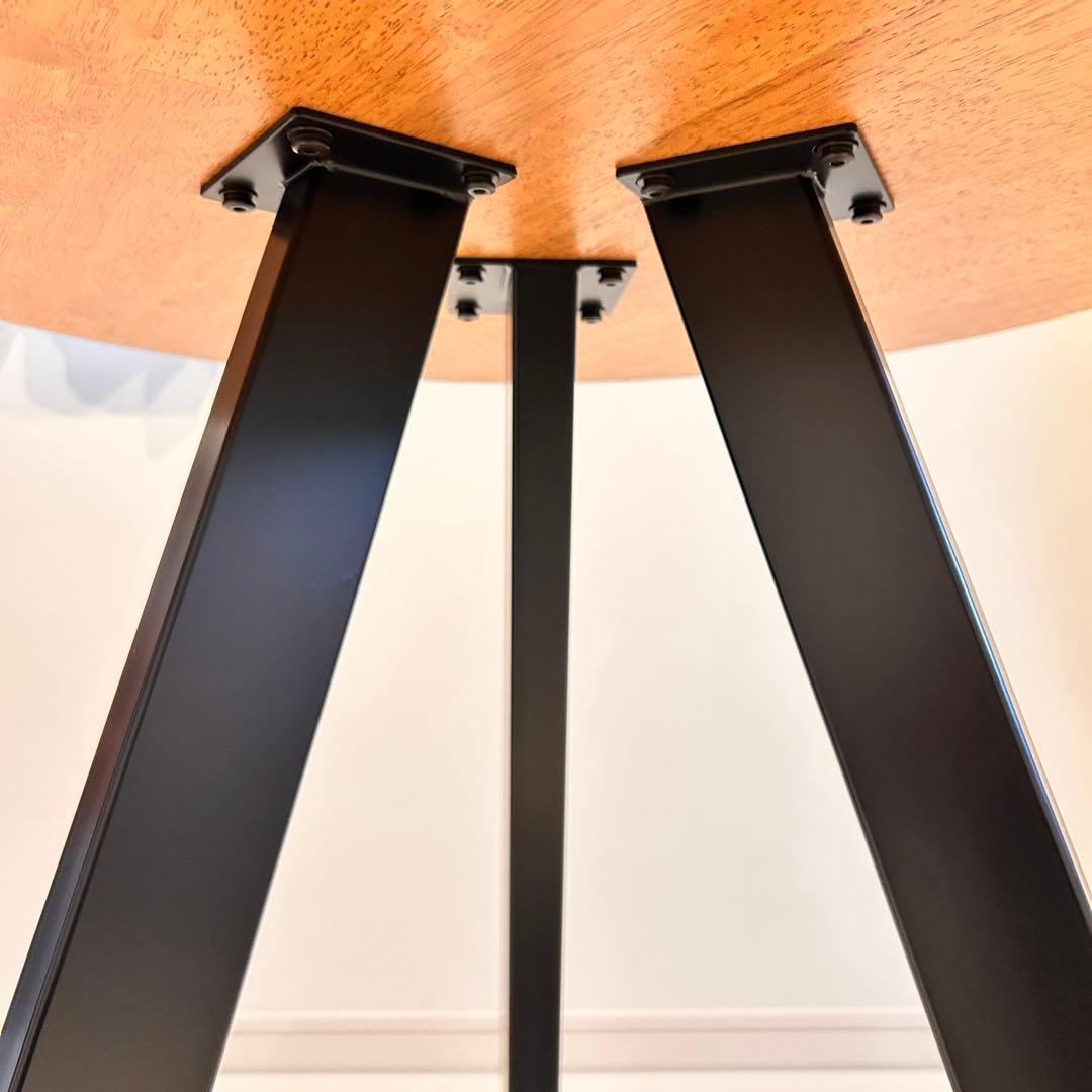 KANADEMONO ラウンドテーブル　直径65cm 3本脚　天板ブラウン