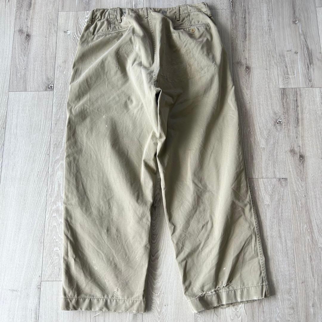 ジャーナルスタンダードラックス ビッグチノ チノパン M ベージュ ダメージ加工