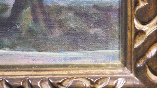 一枚の絵取扱作品　堀田高　直筆サイン『南仏カーニュにてアンチーブ』油彩0709D